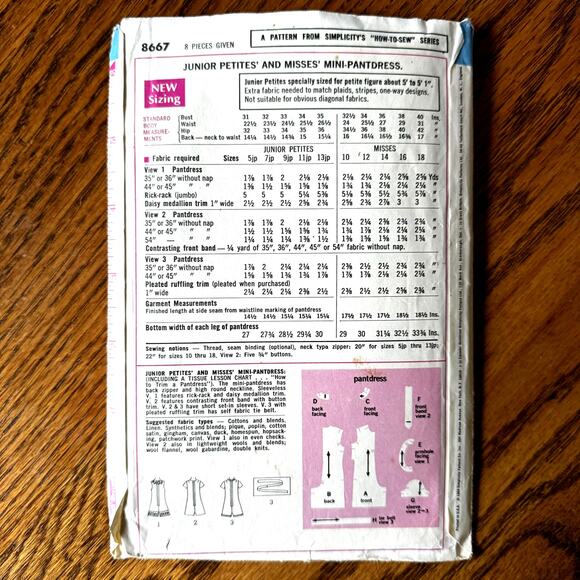 Vintage 1960s Simplicity 8667 Sewing Pattern Size XS Petite Romper COMPLETE - Picture 2 of 2